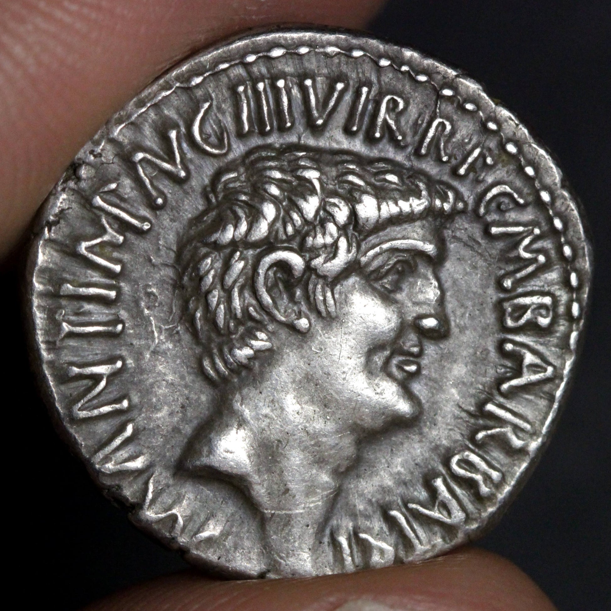 antony octavian denarius obverse