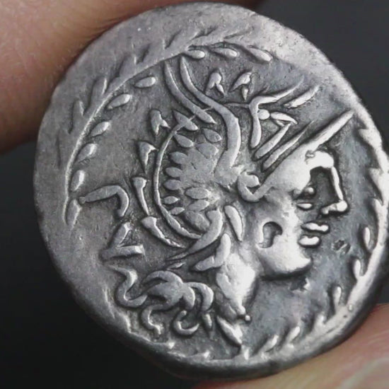 video of lucilius rufus denarius being rotated to show both sides