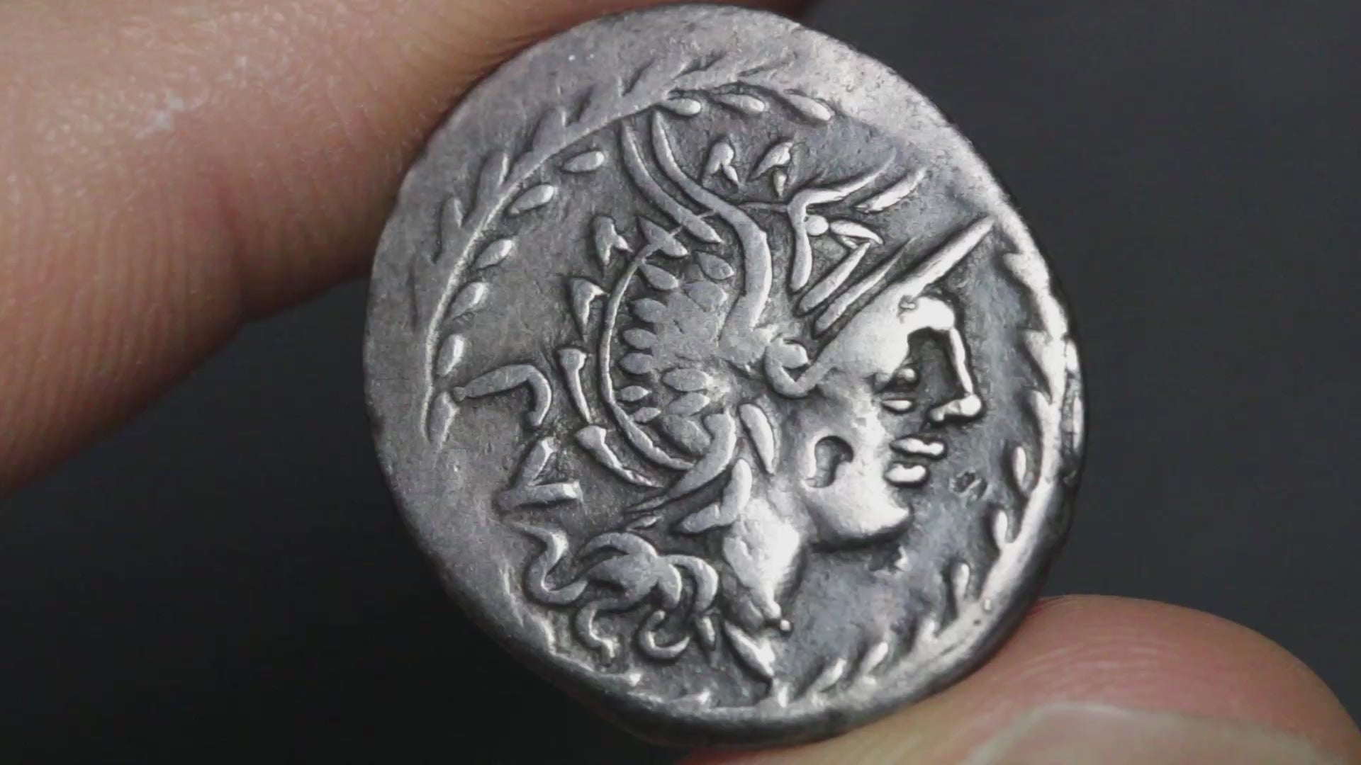 video of lucilius rufus denarius being rotated to show both sides