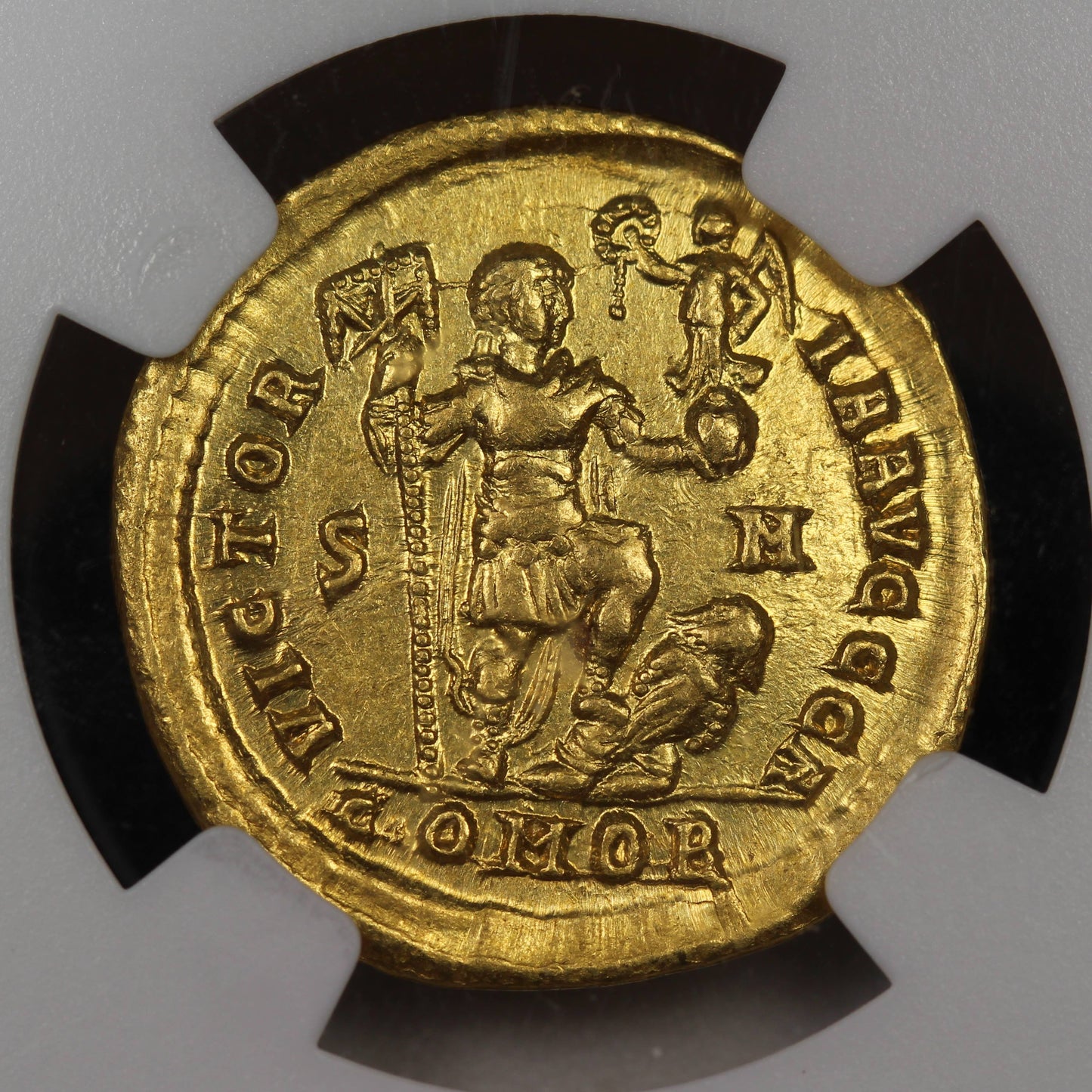 395 A.D. Ancient Roman Empire Gold Coin, Emperor Theodosius I Gold Solidus, NGC AU