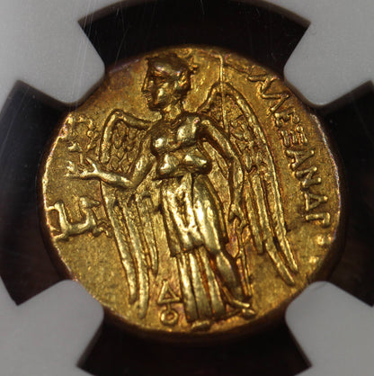 330 B.C. Alexander the Great Ancient Greek Gold Stater Coin, NGC Choice XF