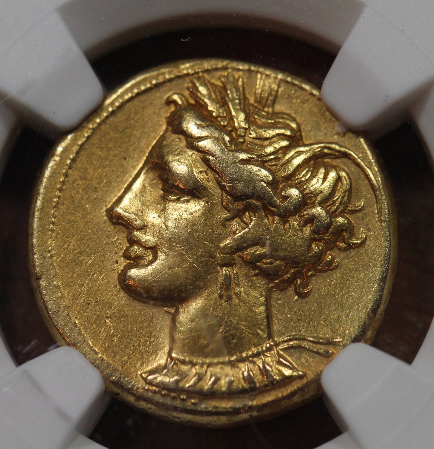 320 B.C. Ancient Carthage Gold Stater Coin, Zeugitania, NGC Extremely Fine (XF) Condition