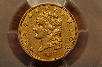 1837 U.S. Classic Head Gold Quarter Eagle, PCGS XF-45 Condition