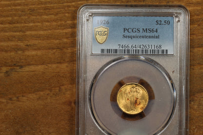 1926 U.S. Sesquicentennial Commemorative Gold Quarter Eagle, PCGS MS-64, Toned