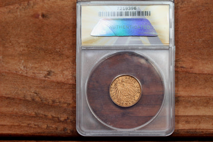 1898-A Germany Prussia 10 Mark Gold Coin, ANACS AU-53