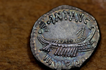 Mark Antony Ancient Roman Silver Denarius Coin, 32 BC, Legionary Denarius, Roman Republic