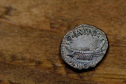 Mark Antony Ancient Roman Silver Denarius Coin, 32 BC, Legionary Denarius, Roman Republic