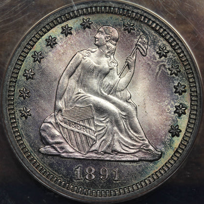 1891 U.S. Seated Liberty Quarter, ANACS MS-63