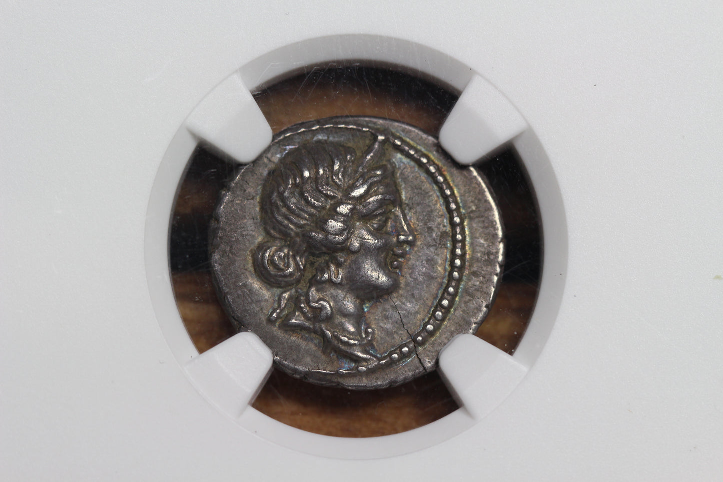 Julius Caesar Ancient Roman Denarius, 48-46 BC, NGC AU, Aeneas Venus