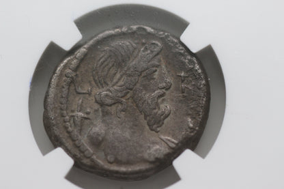 116 A.D. Ancient Roman Provincial Tetradrachm, Alexandria Egypt, NGC Ch F, Emperor Trajan, Nilus Bust