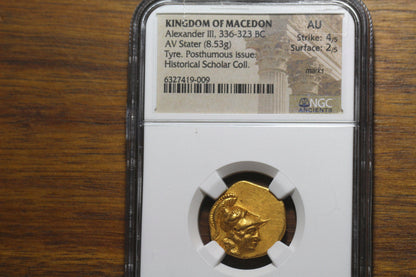 330 B.C. Alexander the Great Ancient Greek Gold Stater Coin | NGC AU