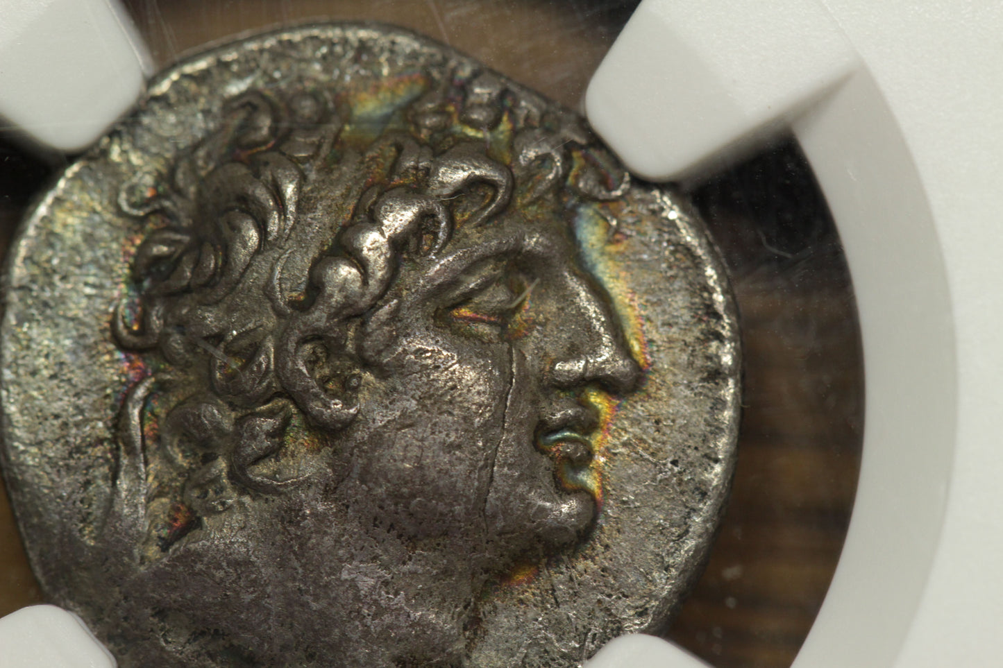 120 BC Ancient Seleucid Empire Silver Drachm Coin | Antiochus VIII | NGC Ch VF | Toned