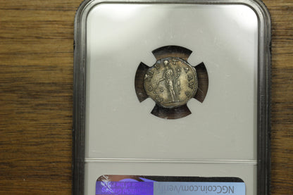 136 AD Emperor Hadrian Roman AR Silver Denarius | NGC XF | Moneta Reverse