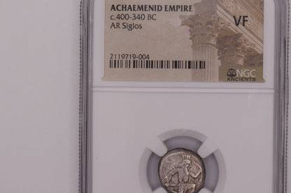 400 BC Ancient Persian Empire AR Silver Siglos | NGC VF